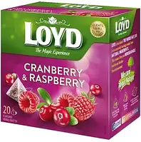 Чай фруктовий Loyd Cranberry&Raspberry Журавлина та малина, в пірамідках, 40 г