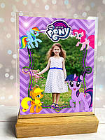 Дитяча фотографія у рамці Little Pony на дерев'яній підставці (дизайн 005)