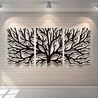 Декоративное 3D панно с объемом 15 мм для стен, Дерево 80 х 184 см коричневое