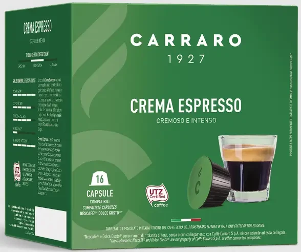Кава в капсулах Dolce Gusto Carraro Crema Espresso 16 шт Дольче густо Карраро