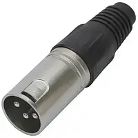 Штекер canon (xlr) 3pin, під шнур, чорна гайка