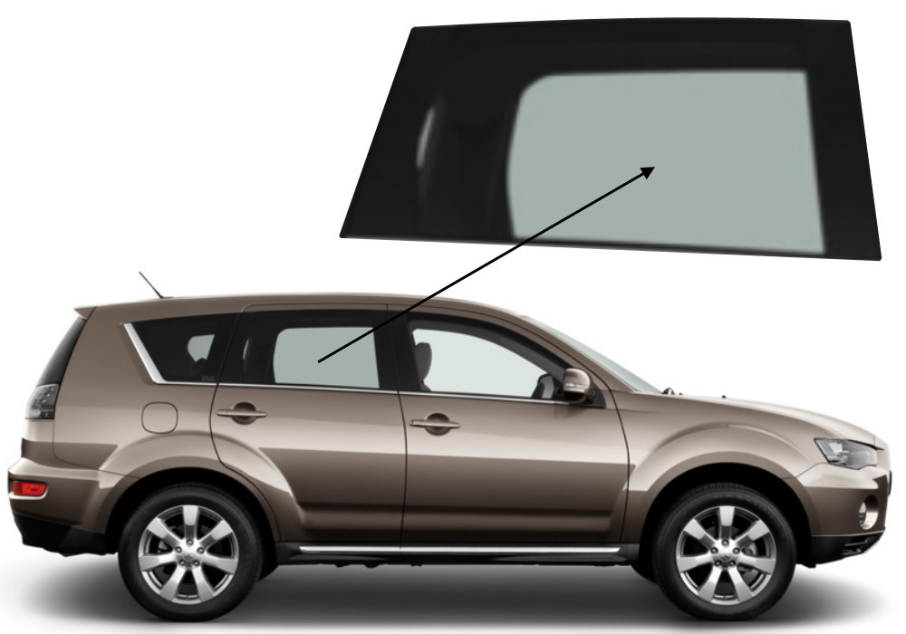 Бічне скло Mitsubishi Outlander 2006-2012 XL задніх дверей праве, фото 1