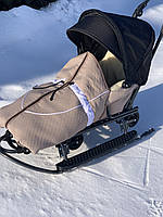 Дитячі санки на колесах з підніжками VIP Rasper Delux 7в1 (овчина)