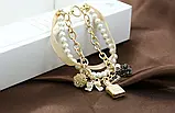 Багатошаровий браслет з перлами перлини стрічка бант флакони для парфумів, фото 5