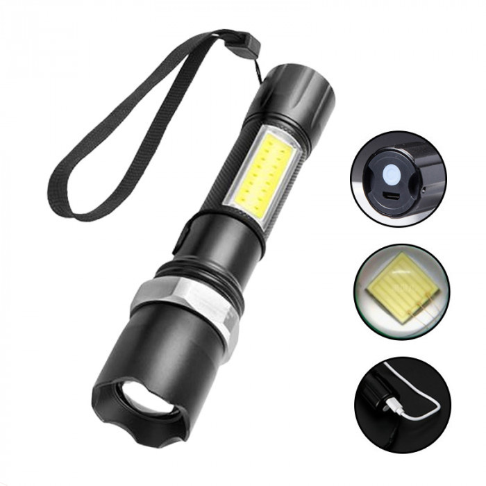 Ліхтарик ручний BL W546 + COB usb charge, фото 1
