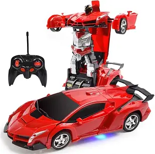 Машинка робот-трансформер на радіокеруванні Святкова з пультом Автобот Lamborghini жовтий