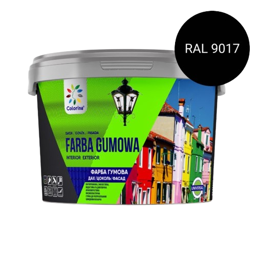 Фарба гумова для дахів і цоколів Colorina чорна RAL 9017 12 кг