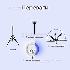 Кільцева лампа 31 см зі штативом на 2 м лампа для селфі лампа для тік тока, фото 2