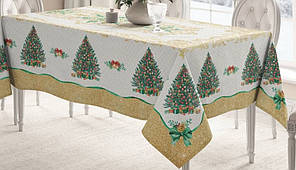 Скатертина 150*180 см водовідштовхувальна новорічна різдвяна, Тиротекс, тефлонове покриття