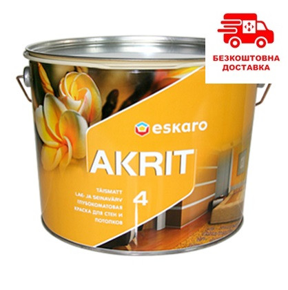 Eskaro Akrit 4 глубокоматовая фарба для стін і стель 9.5 л, фото 1
