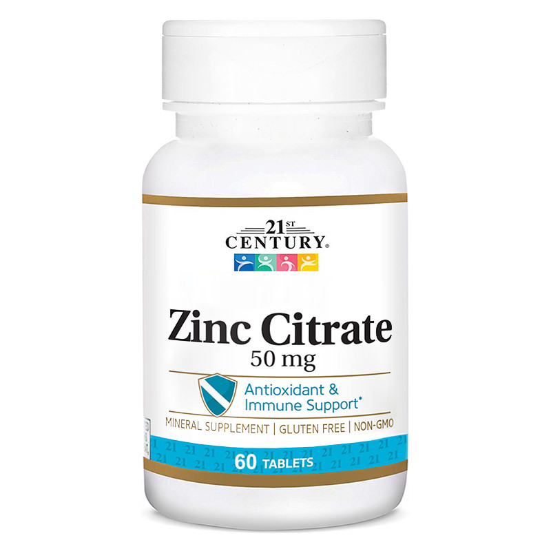 Цинк цитрат - 21st Century Zinc Citrate 50мг - 60 таблеток, фото 1