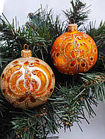 Новорічна іграшка скляний шар на ялинку 8 см Україна Новорічні прикраси ялинкові іграшки скло