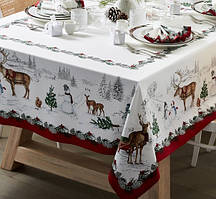 Скатертина 178*305 см водовідштовхувальна новорічна різдвяна, Тиротекс, тефлонове покриття