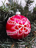 Новорічні іграшки шар зі скла на ялинку червоний 8 см Україна Новорічні прикраси ялинкові іграшки, фото 4
