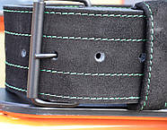 Пояс для важкої атлетики MadMax MFB-301 Suede Single Prong шкіряний Black/Green M, фото 8