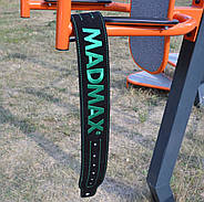Пояс для важкої атлетики MadMax MFB-301 Suede Single Prong шкіряний Black/Green M, фото 9