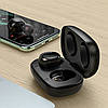 Бездротові вакуумні bluetooth навушники чорні з кейсом зарядним для телефона з мікрофоном маленькі Borofon, фото 2