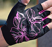 Рукавички для фітнесу MadMax MFG-770 Flower Power Gloves Black/Pink S, фото 7