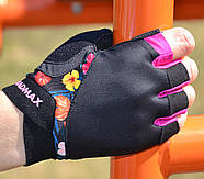 Рукавички для фітнесу MadMax MFG-770 Flower Power Gloves Black/Pink S, фото 9