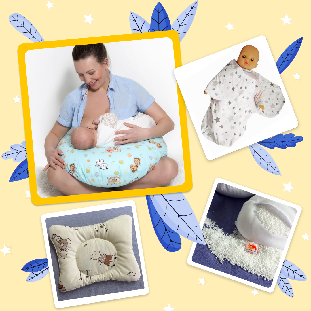 Набір для немовлят: подушка для годування + ортопедична подушечка + пелюшка-кокон + наповнювач для подушок