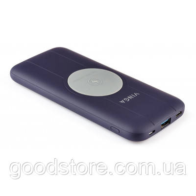 Батарея універсальна Vinga 10000 mAh Wireless QC3.0 PD soft touch purple (BTPB3510WLROP)