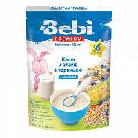 Детская каша Bebi Premium молочная 7 злаков с черникой +6 мес. 200 г (8606019654382)