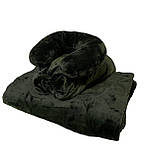 Плюшевий набір: чохол, плед і подушка ''Підкова'' на кушетку для масажу, колір: бутилочний, смарагдовий, фото 3