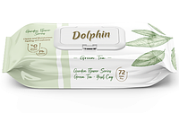 Влажные салфетки Dolphin Green Tea с клапаном (72 шт)