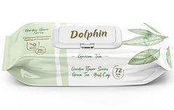 Вологі серветки Dolphin Green Tea із клапаном (72 шт)