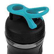 Шейкер спортивний (пляшка) BlenderBottle SportMixer Flip 28oz/820ml Black/Teal, фото 5