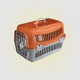 Переноска для котів та собак Анімал сіро-помаранчева CNR-134  (58*42*42)