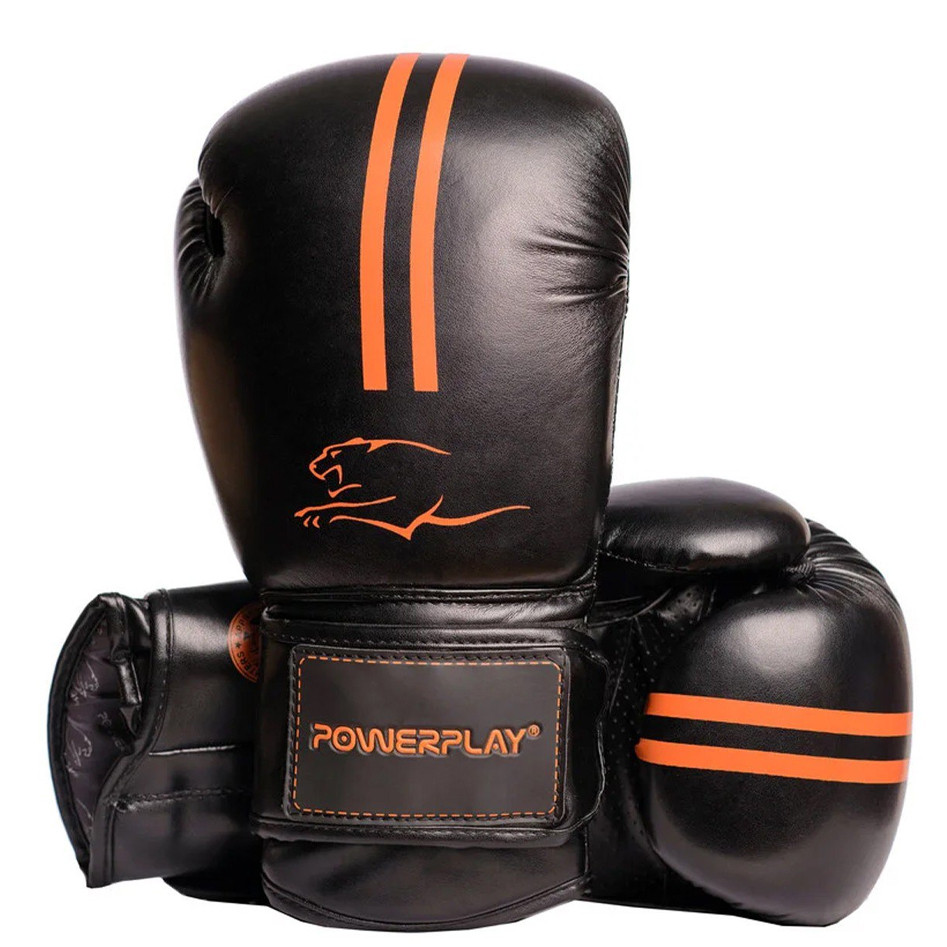 Боксерські рукавички PowerPlay 3016 чорно-оранжевий 12 унцій