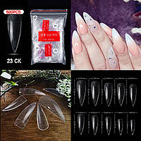 Прозрачные типсы для наращивания ногтей стилет (200 штук)