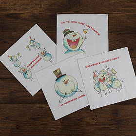 Новорічні серветки паперові 40 шт - Дитяча Різдвяна серветка "Сніговик"