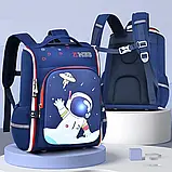Шкільний рюкзак для хлопчиків із 3D Астронавтом ортопедичний ZMbaby 02 Синій — 3-6 клас, висота 40 см, фото 2