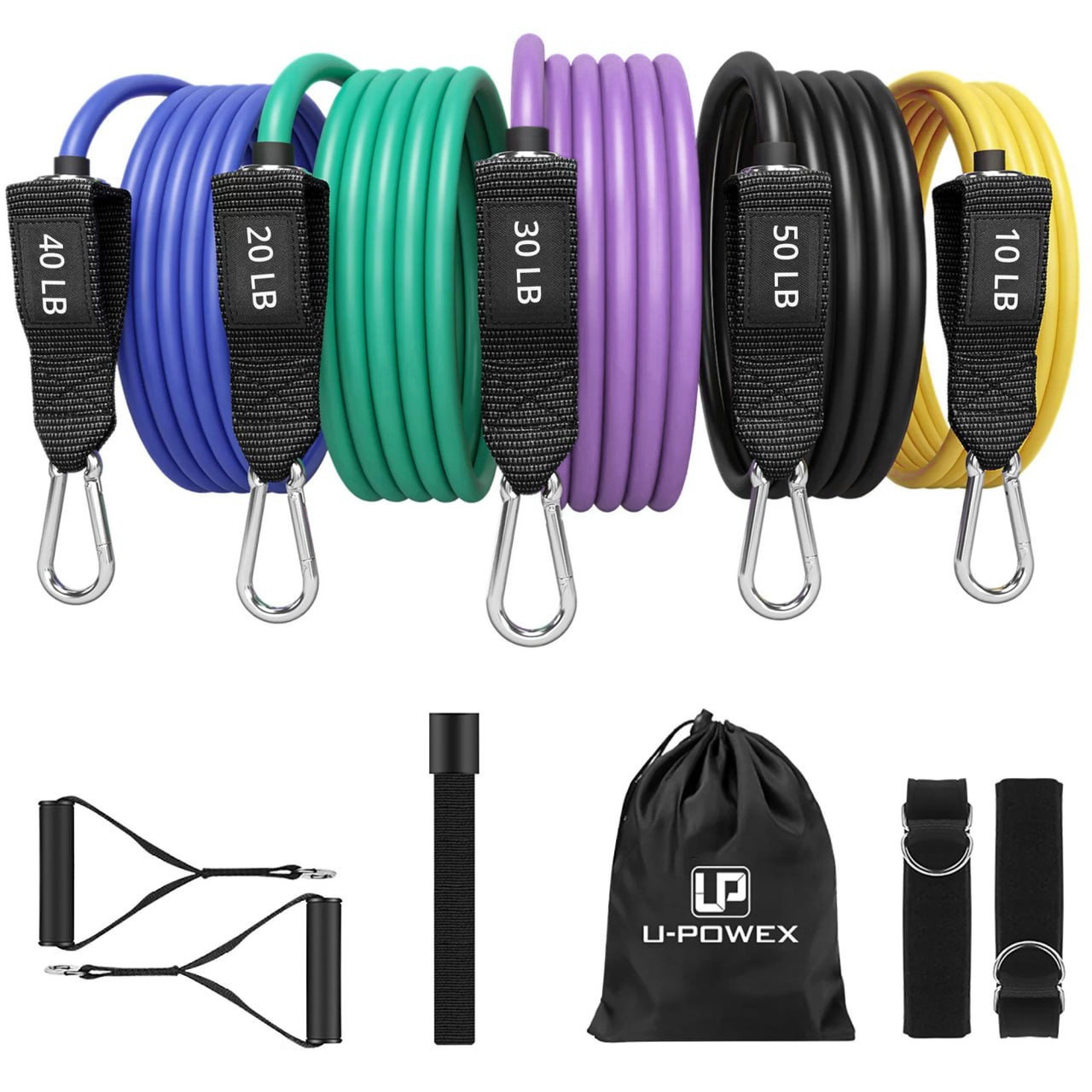 Набір трубчастих еспандерів U-POWEX UP_1040 Resistance bands set 5шт. 150LB (до 68кг.)