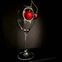 Сувенирный Бокал для вина с черешней, стекло, 350 мл