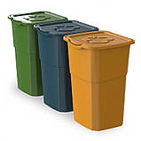 Баки для сортування сміття ECO DEA home 3*50 літрів зелений, синій, жовтий, фото 2