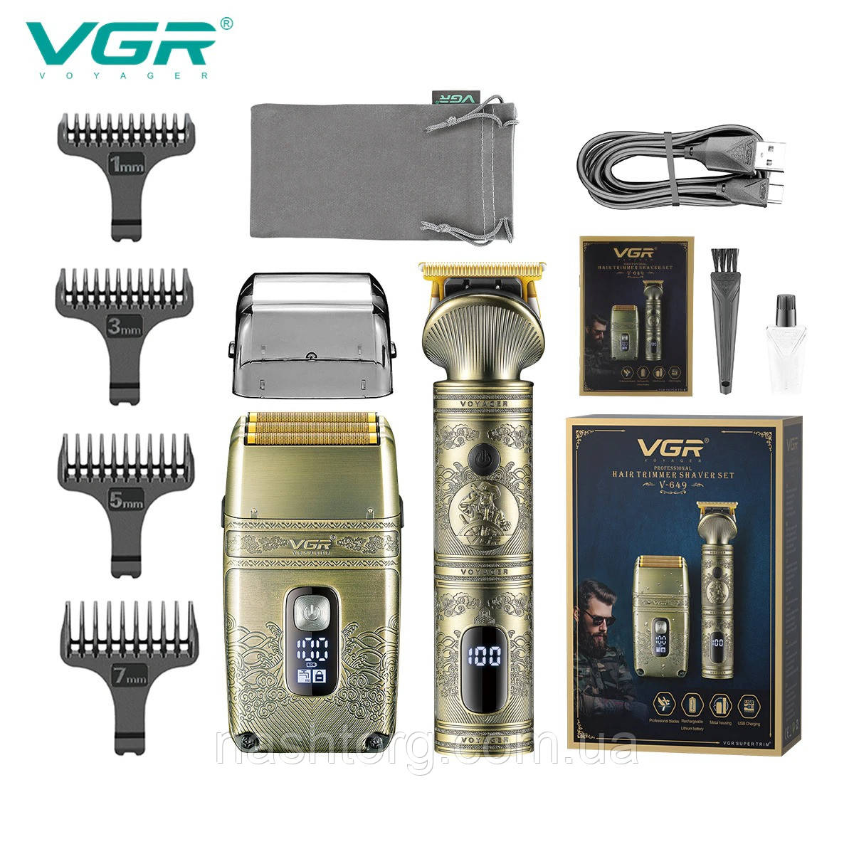 Набор для стрижки и бритья VGR V-649 Shaver Set шейвер для бритья, триммер для бороды - электробритва (NT) - фото 2 - id-p2044832028