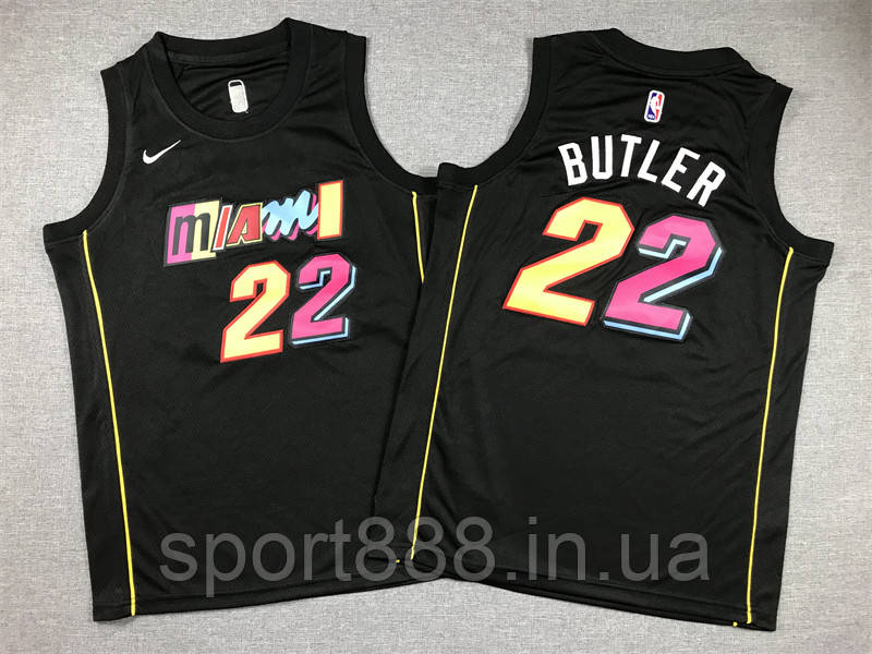 Підліткова дитяча чорна баскетбольна майка Батлер 22 Маямі Хіт Miami Heat Butler