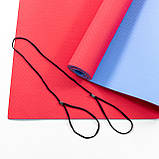 Килимок для йоги та фітнесу TPE (йога мат, каремат спортивний) OSPORT Yoga ECO Pro 6мм (FI-0076) Червоно-блакитний, фото 3