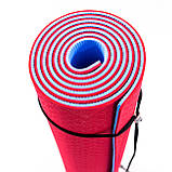 Килимок для йоги та фітнесу TPE (йога мат, каремат спортивний) OSPORT Yoga ECO Pro 6мм (FI-0076) Червоно-блакитний, фото 8