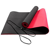 Килимок для йоги та фітнесу TPE (йога мат, каремат спортивний) OSPORT Yoga ECO Pro 6мм (FI-0076) Чорно-червоний
