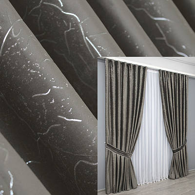 Комплект штор із тканини оксамит (бархат). колекція  "Афіна", Туреччина. Колір какао. Код 1316ш