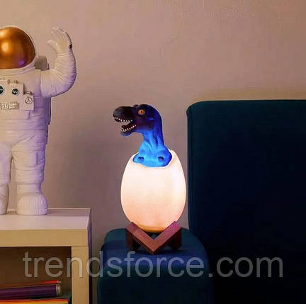 Дитячий світильник/нічник 16 кольорів підсвічування Sunroz 3D Dinosaur Lamp Динозаврик у яйці 207318, фото 1