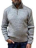Теплый шерстяной свитер в цвете серый 2ХЛ