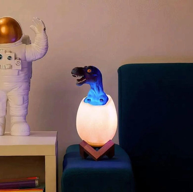 Дитячий світильник/нічник 16 кольорів підсвічування Sunroz 3D Dinosaur Lamp Динозаврик у яйці 207318