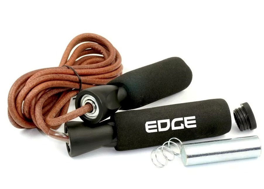 Скакалка шкіряна EDGE Pro Line 300см. з обважювачами ESK-2 чорна, фото 1