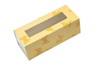 Коробки для макаронс жовті з метеликами (упаковка 3 шт)