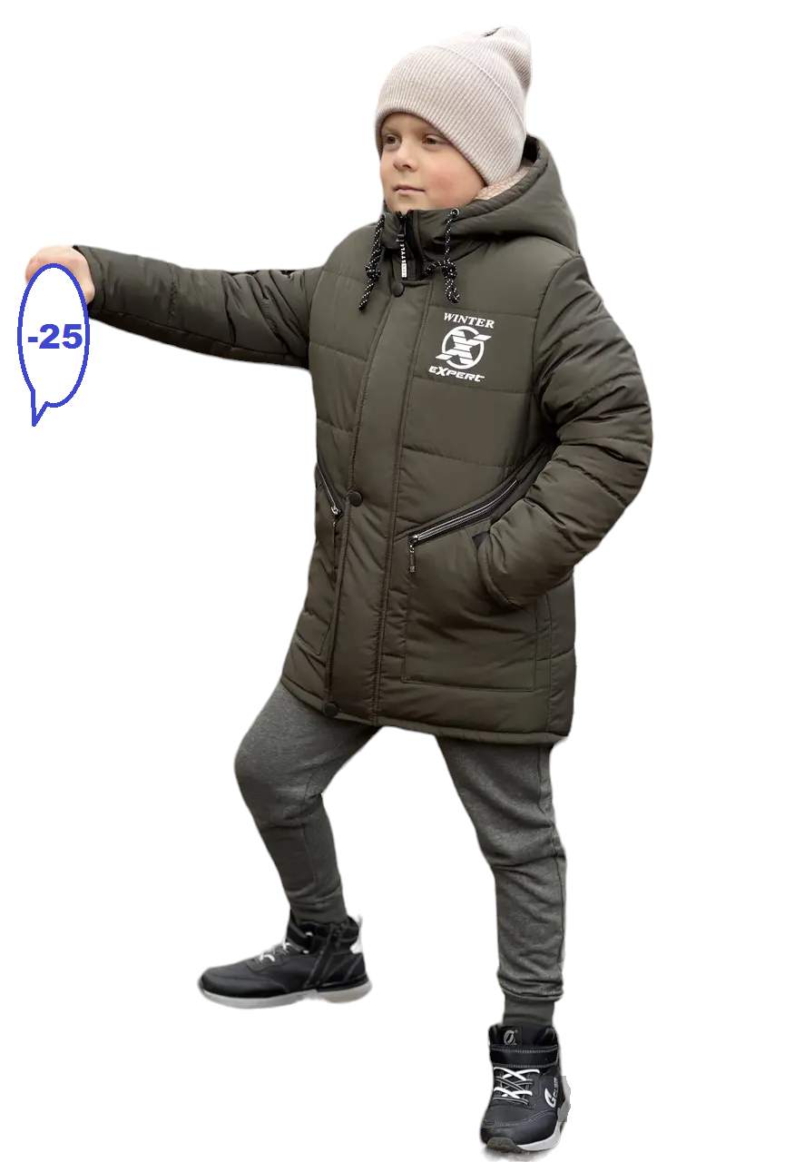 Зимова куртка пуховик для хлопчика на овчині розміри 110-152
